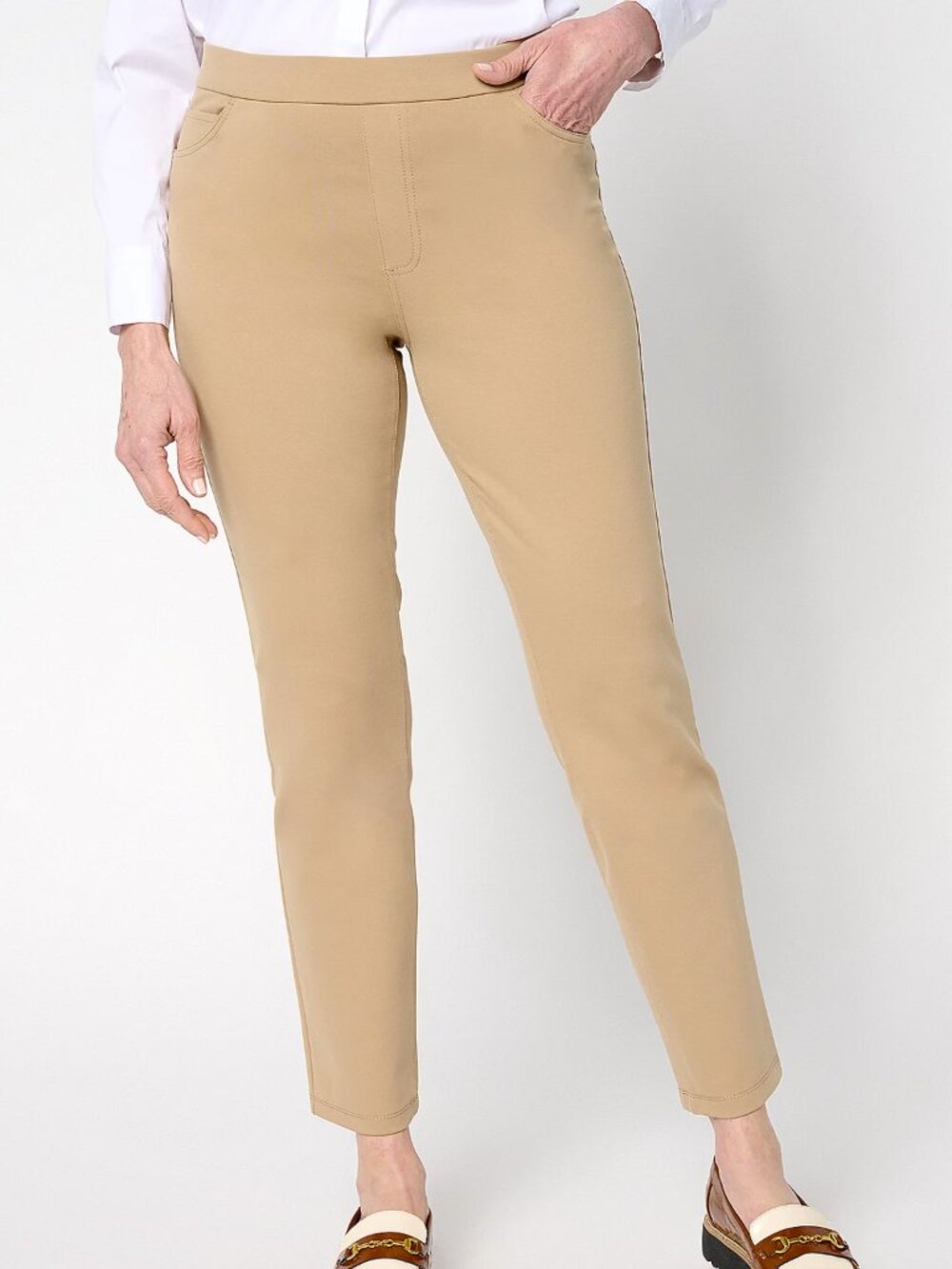Susan Graver Weekend Cotton Ponte Slim-Leg Ankle Pants  16569